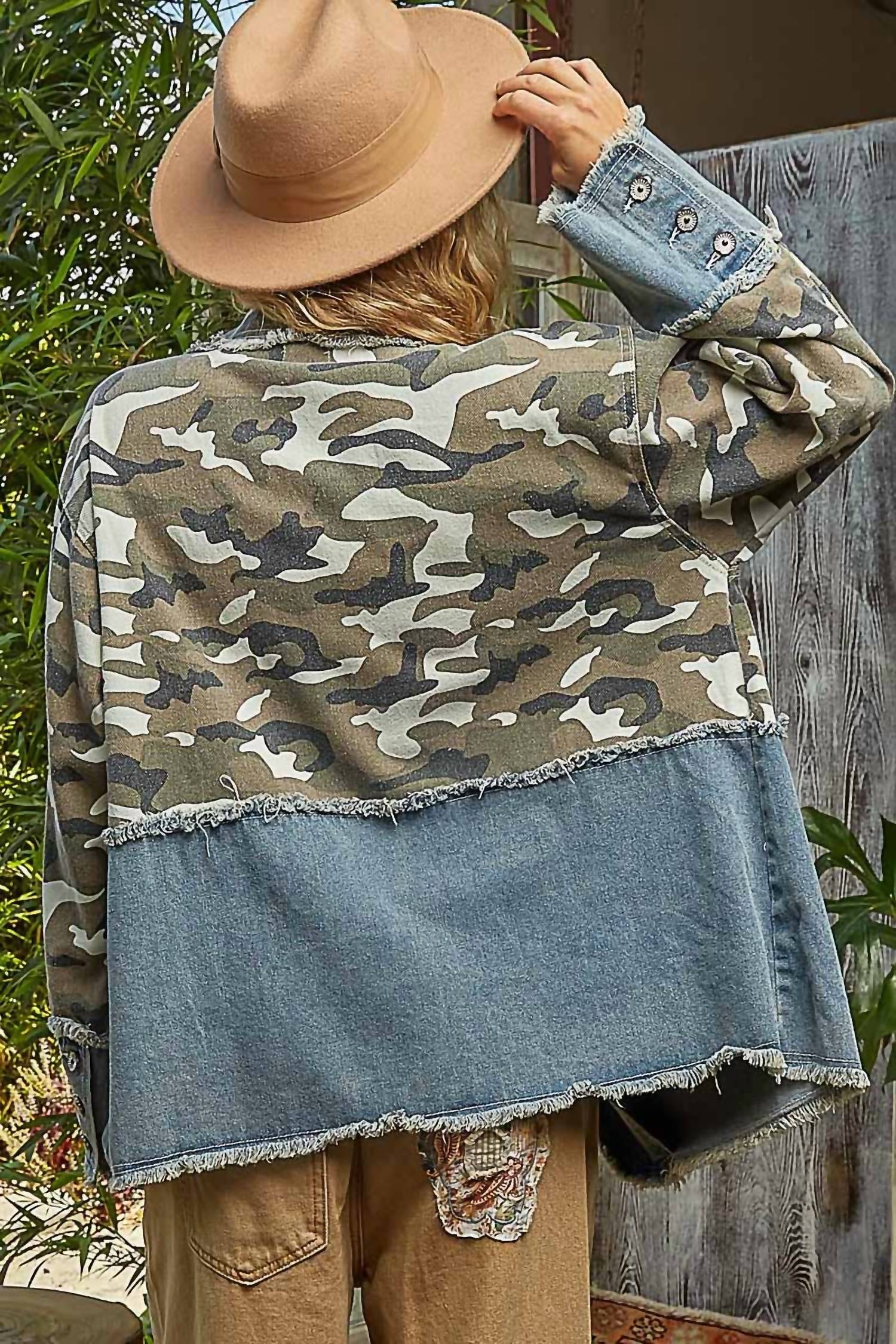 POL Camo Half Denim Jacket - women's jacket - detail view