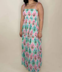 Peach Love - Rhombus Smocked Tier Maxi Dress