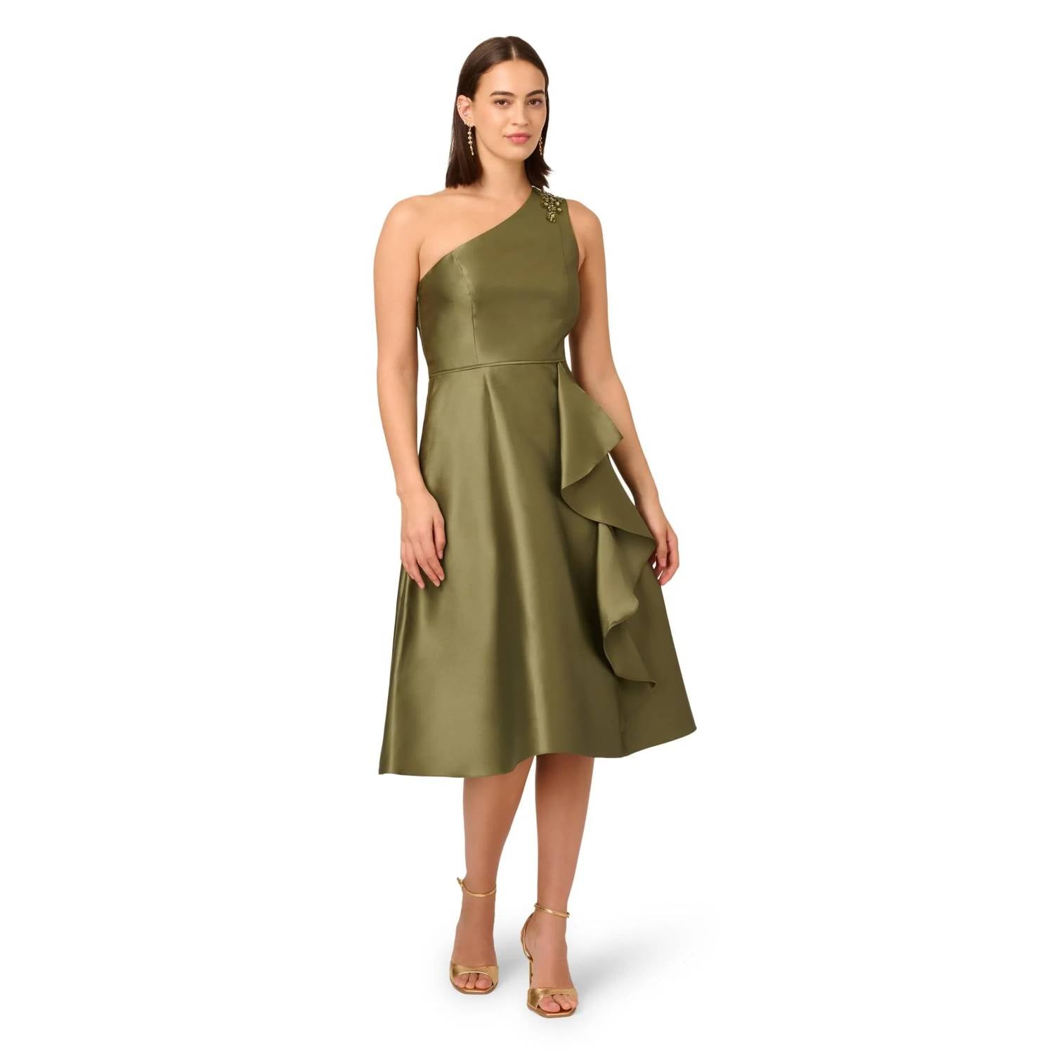 Adrianna Papell - One Shoulder Mikado Midi Dress