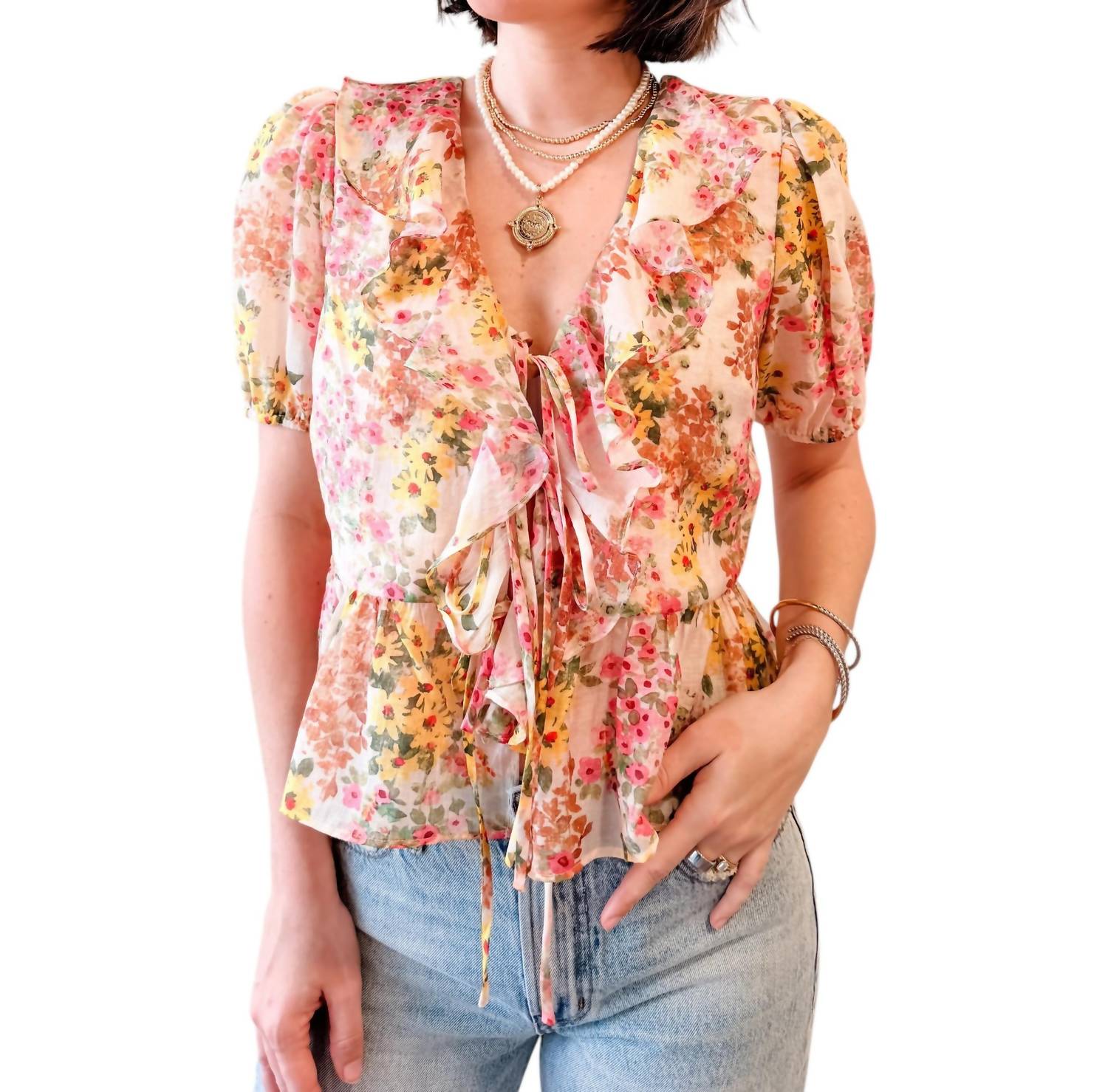 Lucy Paris - Bee Floral Ruffle Blouse