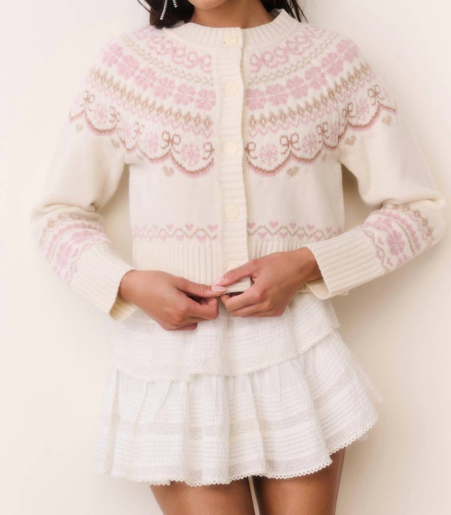 LoveShackFancy Women's Shantae Cardigan in pink champagne - women's cardigan - view 5
