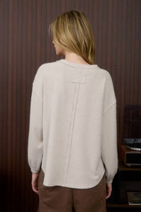 Blu Pepper - Round Neck Long Sleeve Fuzzy Knit Top