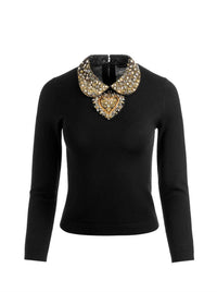 alice + olivia Porla Collared Sweater in black - women's sweater - view 6