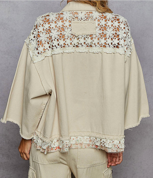 Pol - Kimberly Lace Patched Shacket