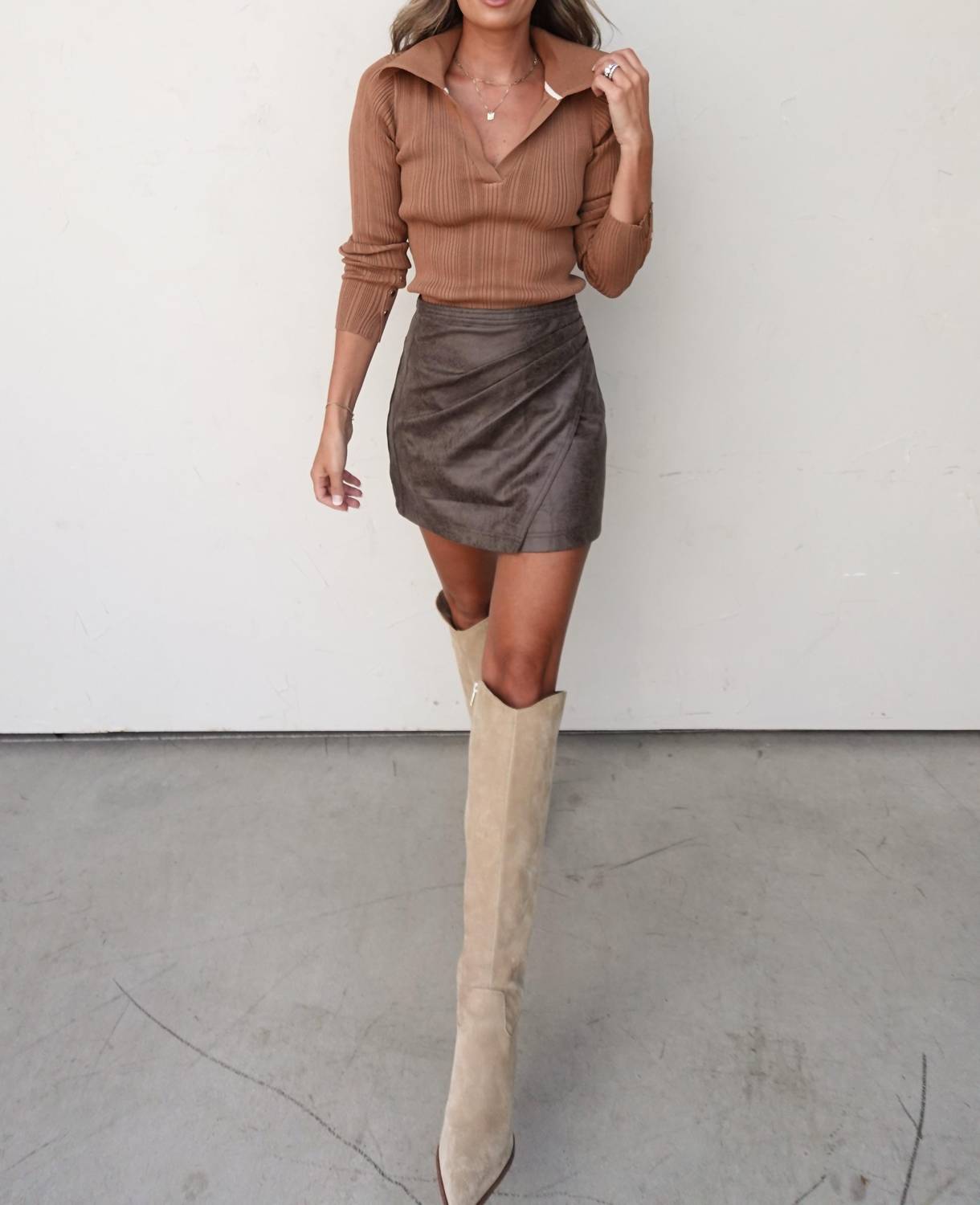 Skies Are Blue - Knit Collared Top