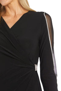 R&M Richards - Long Faux Wrap Style Evening Dress