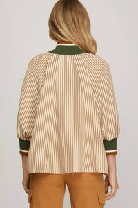 Style U - Half- Zip Stripe Top