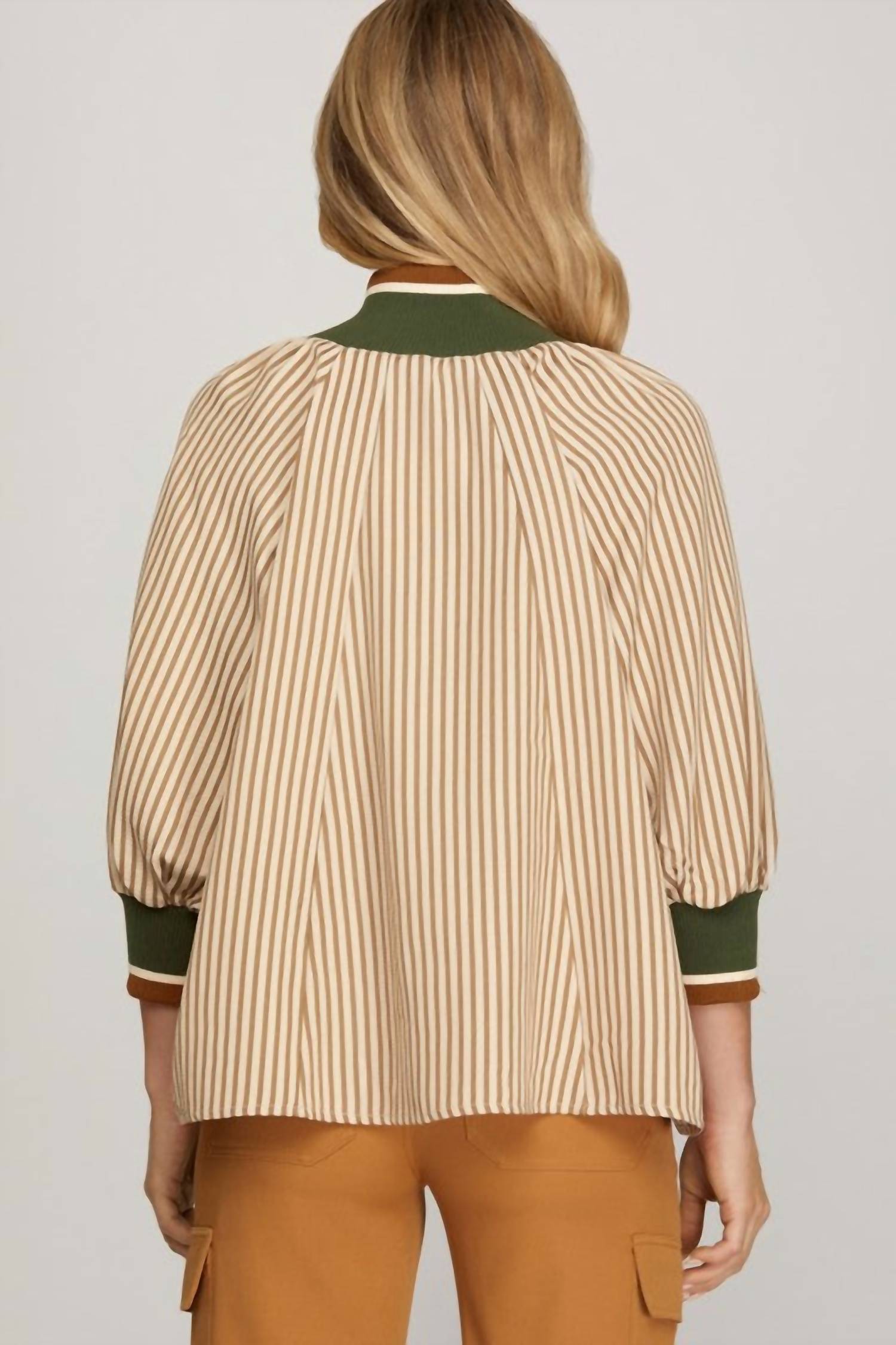 Style U - Half- Zip Stripe Top