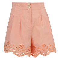 One Collective Women's Embroidered Shorts in orange - women's shorts