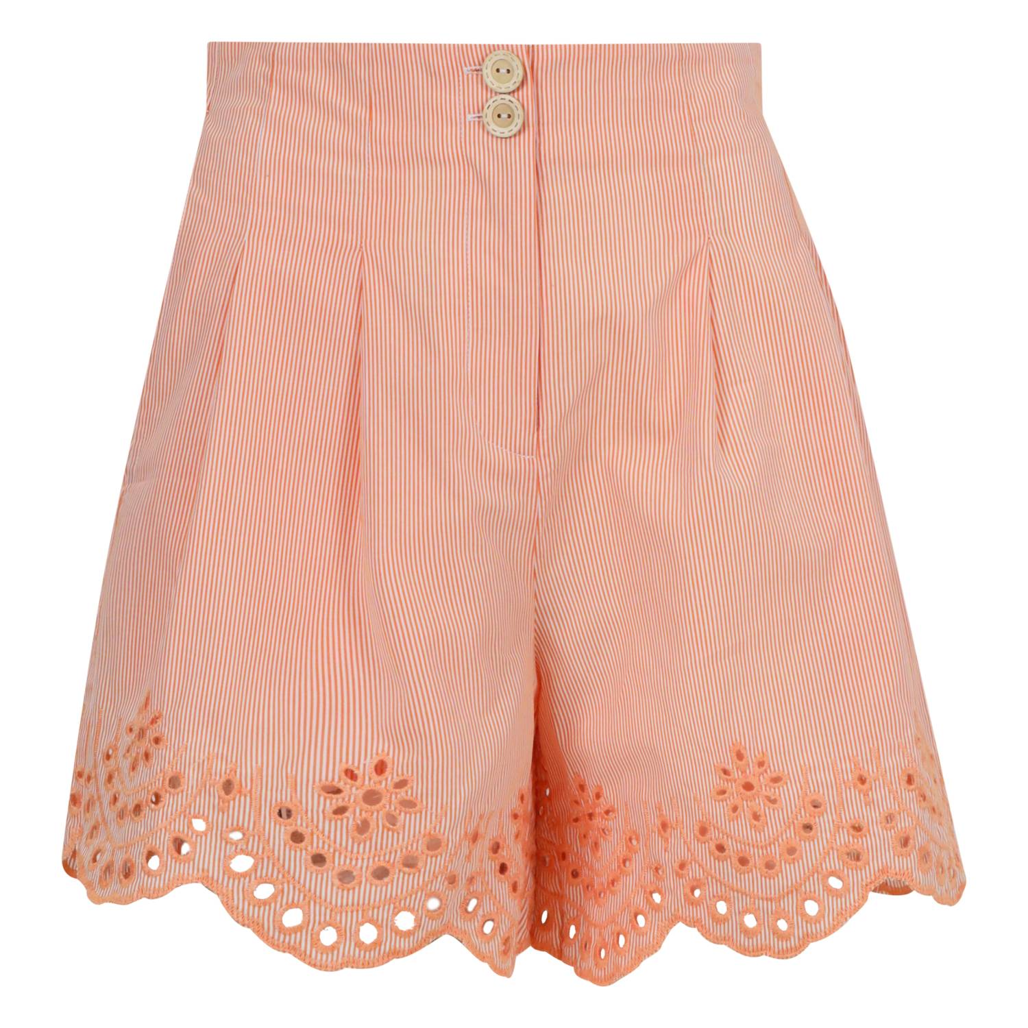 One Collective Women's Embroidered Shorts in orange - women's shorts