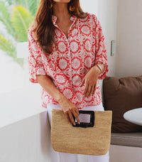 Exvoto - Poppy Mandarin Collar Blouse
