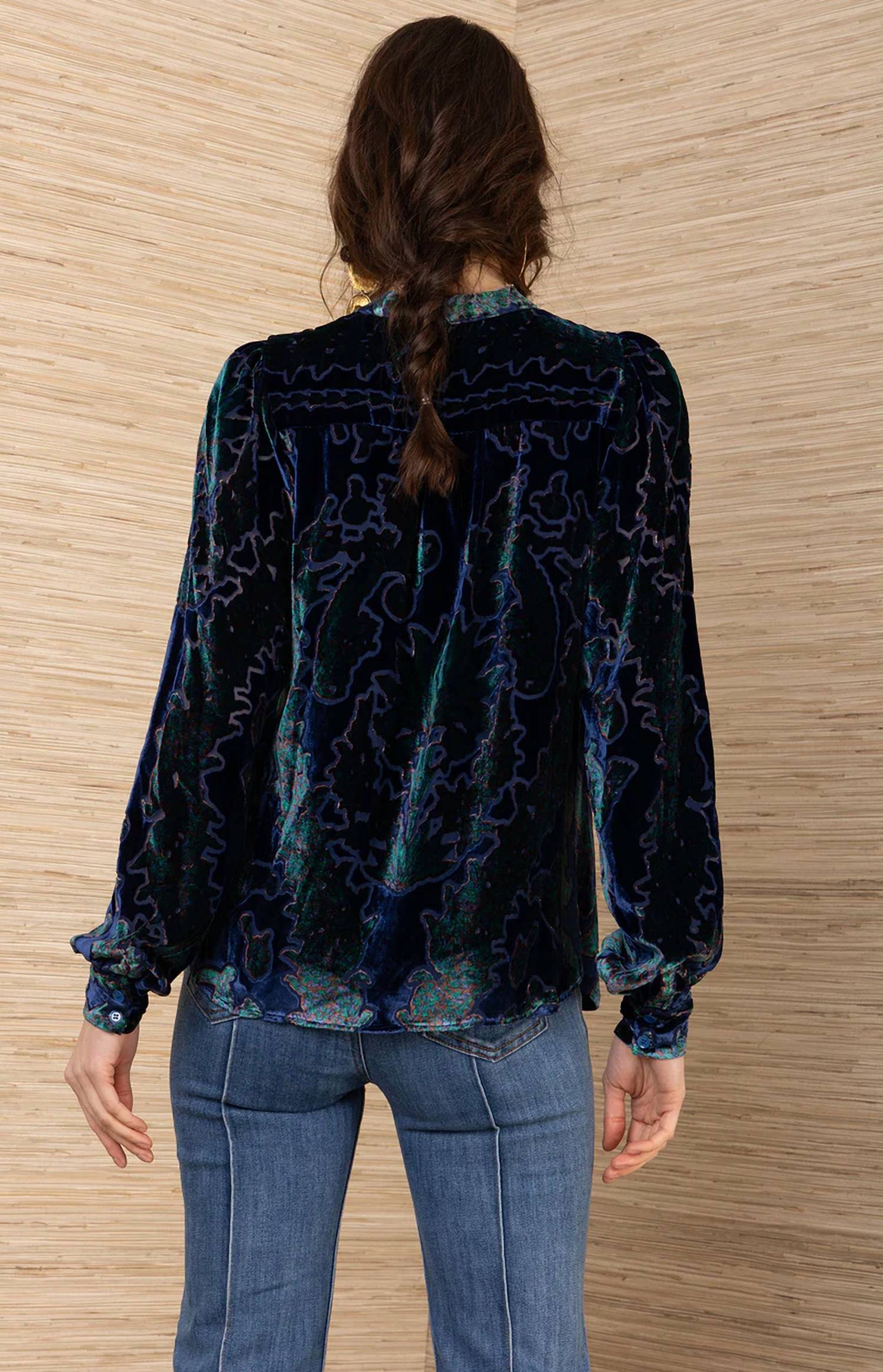 Hale Bob - Kailey Burn out Velvet Long Sleeve Tunic Top