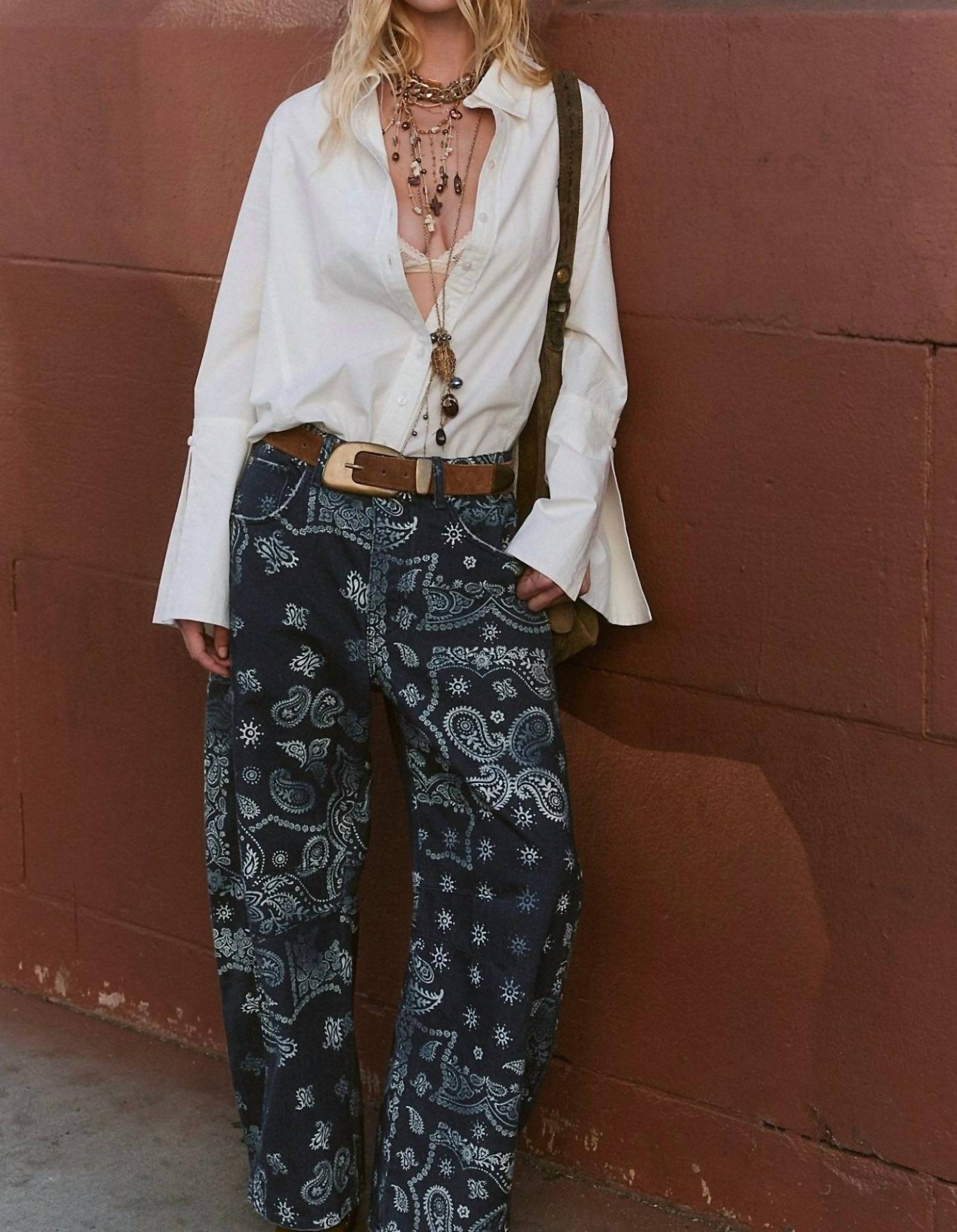 Free People - Good Luck Printed Barrel Pants