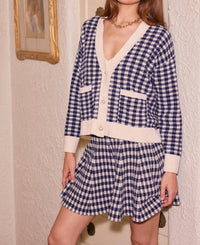 Skies Are Blue - Soft Gingham Flared Mini Skirt