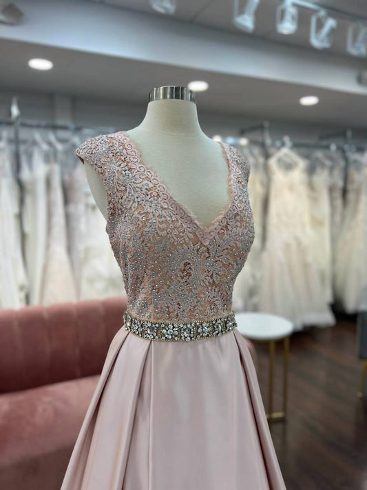 Jovani - Women's Cap Sleeve Satin Gown