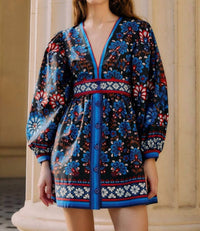 FARM RIO Latina Scarf Mini Dress in black - women's dress