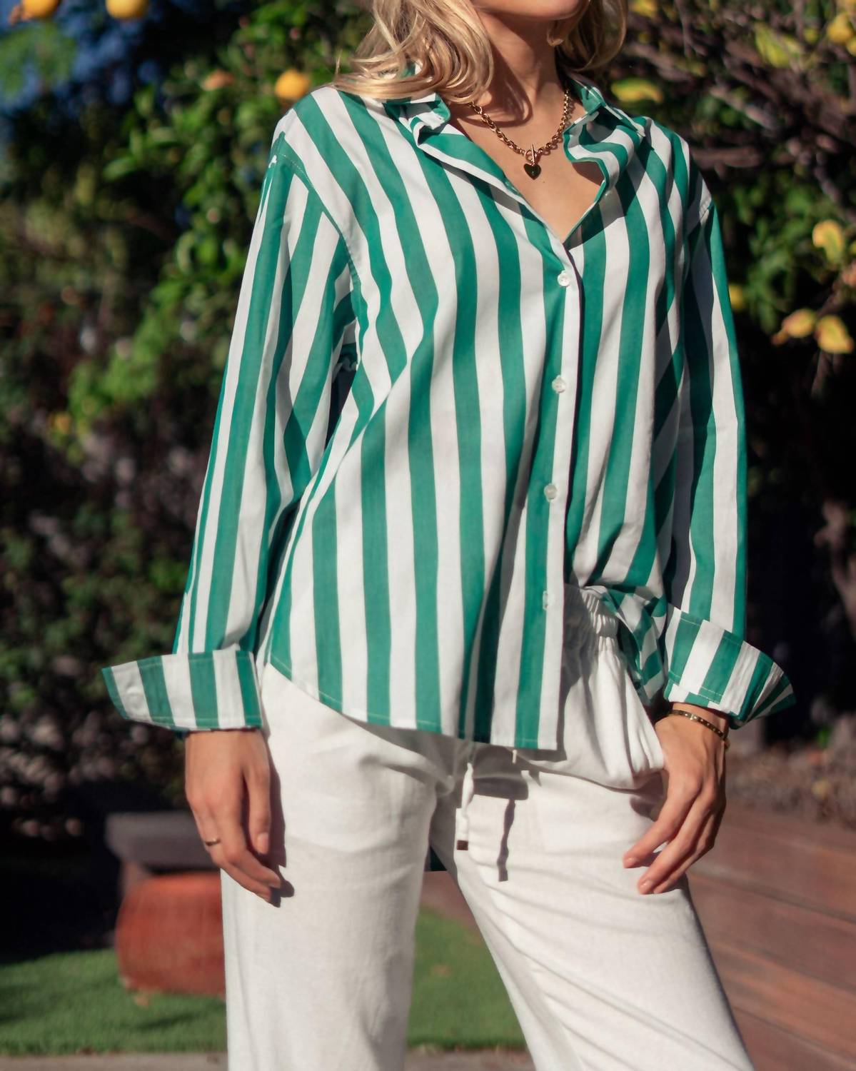 Urban Daizy - Striped Button Down Collared Shirt