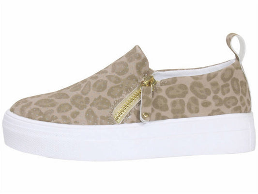 Mia - Andraya Tan Leopard Zip Girls Shoe