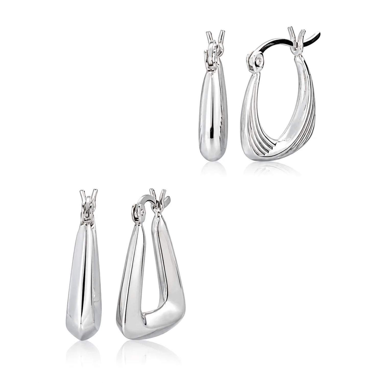 Gold & Honey - Women's Sterling Silver Hoops, Set Of 2