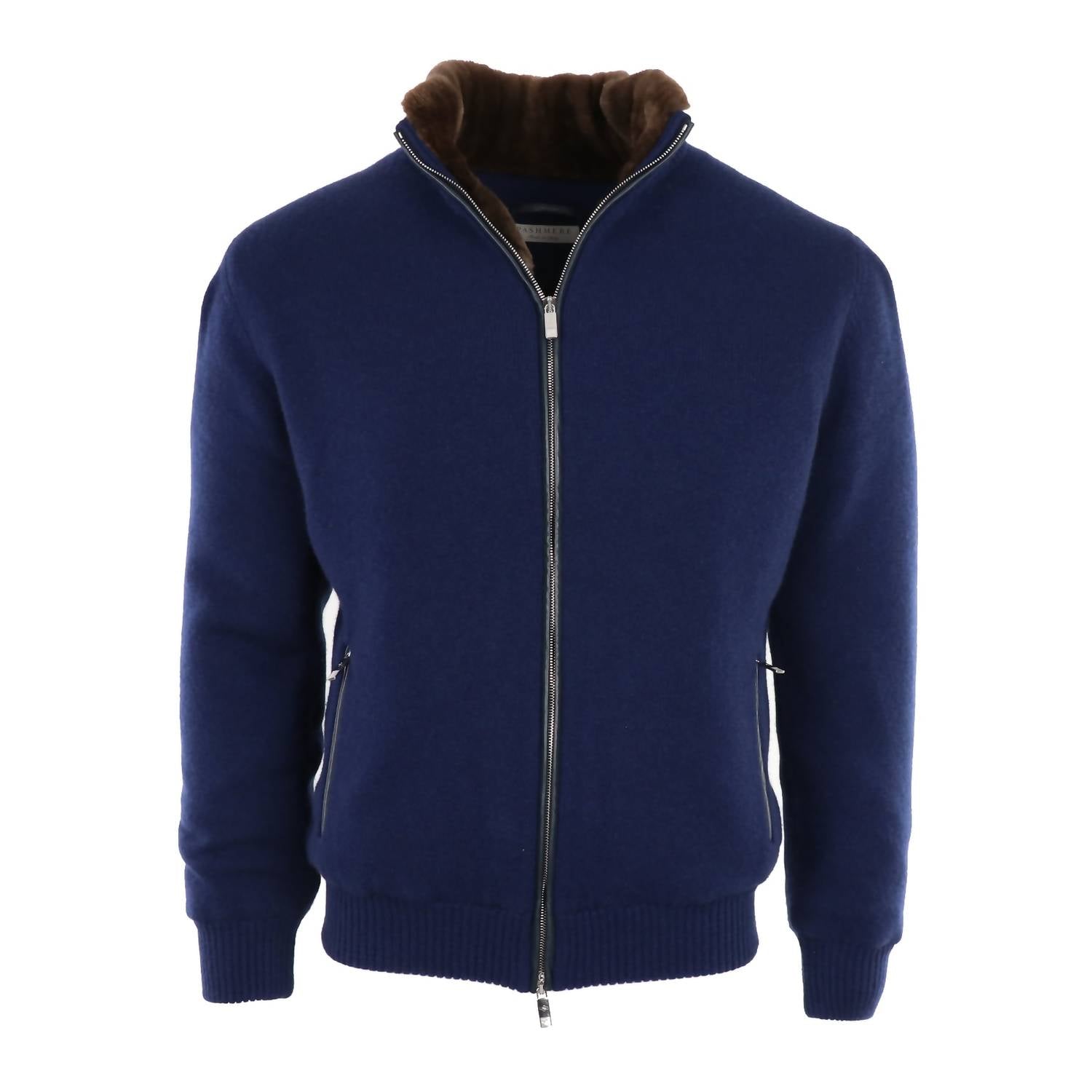 Pashmere - Men's Cashmere Bomber Lined With Beaver Fur