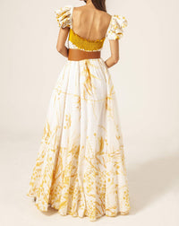 LEAFS SHOULDER RUFFLE DRESS