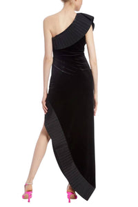 One33 Social - Velvet Asymmetric One-shoulder Neckline Sheath Dress