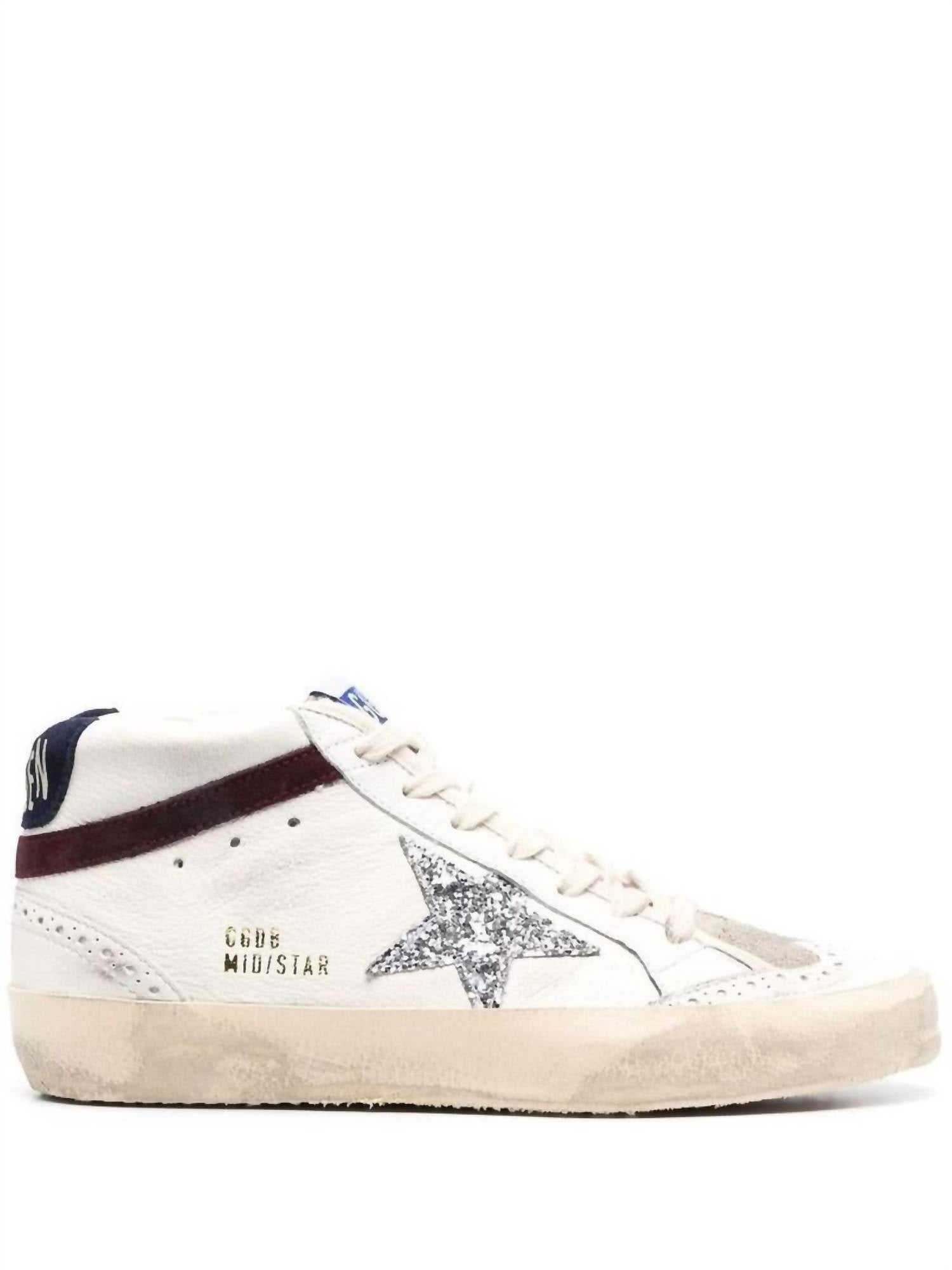 Golden Goose - Women's Mid Star Nappa Upper Toe And Spur Glitter Star Suede Wave And Heel Sneakers