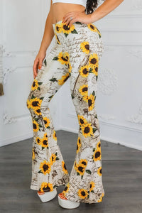 Surelymine - Sunflower Love Letter Buttery Soft Bell Bottom Pant