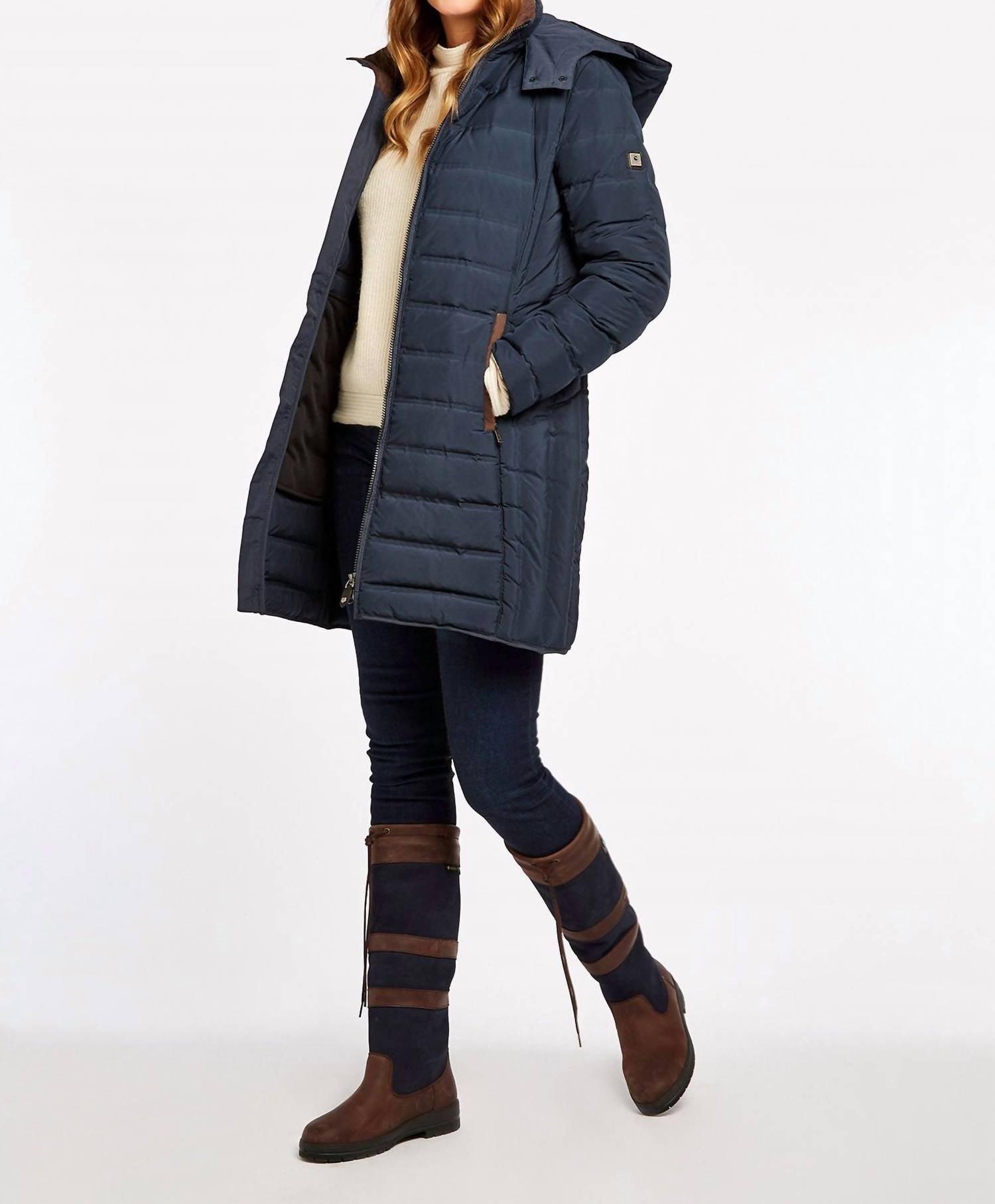 Dubarry Women's Galway Country Boot in navy brown - women's shoe - detail view