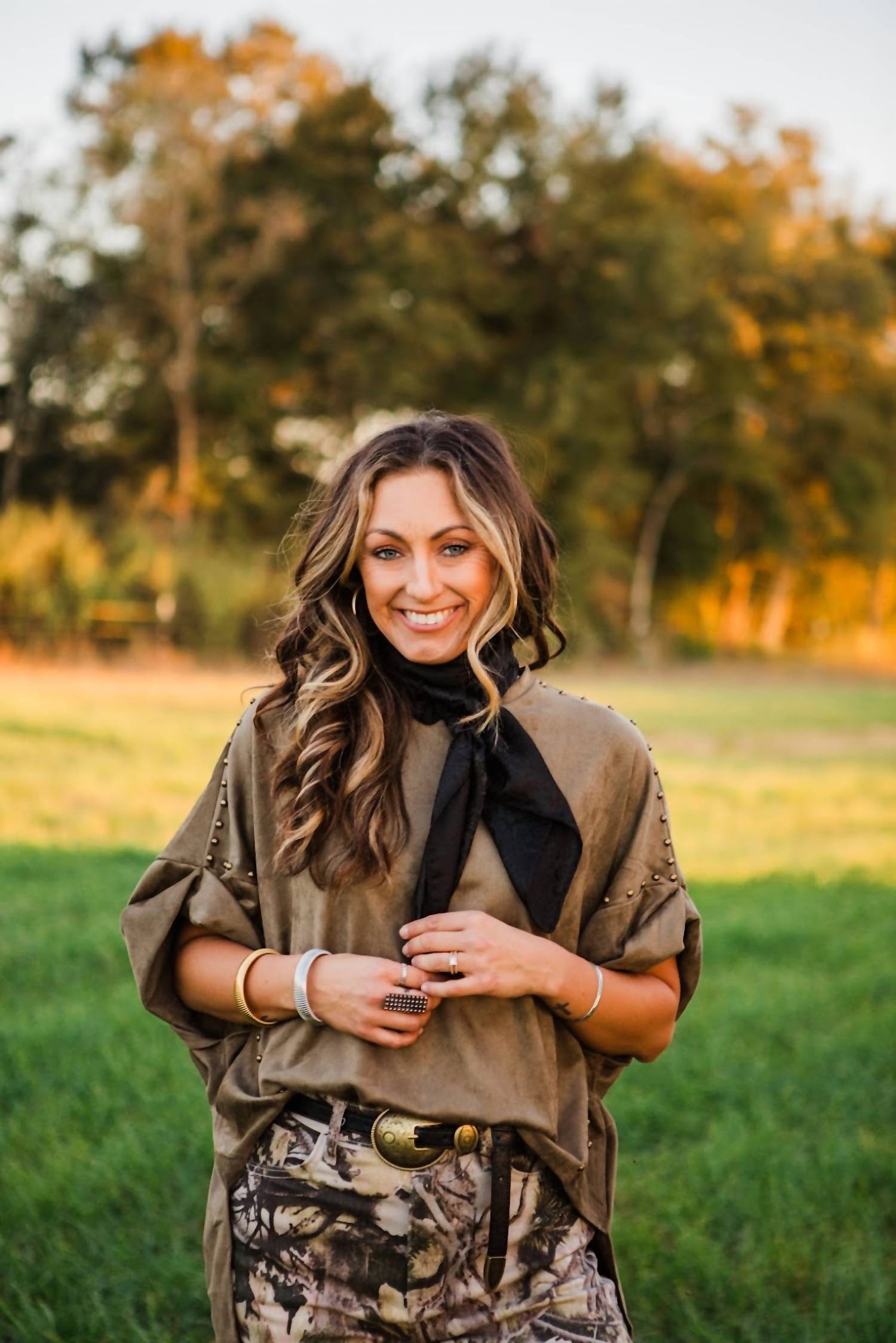 Blue B Hallie Studded Top in olive - women's blouse