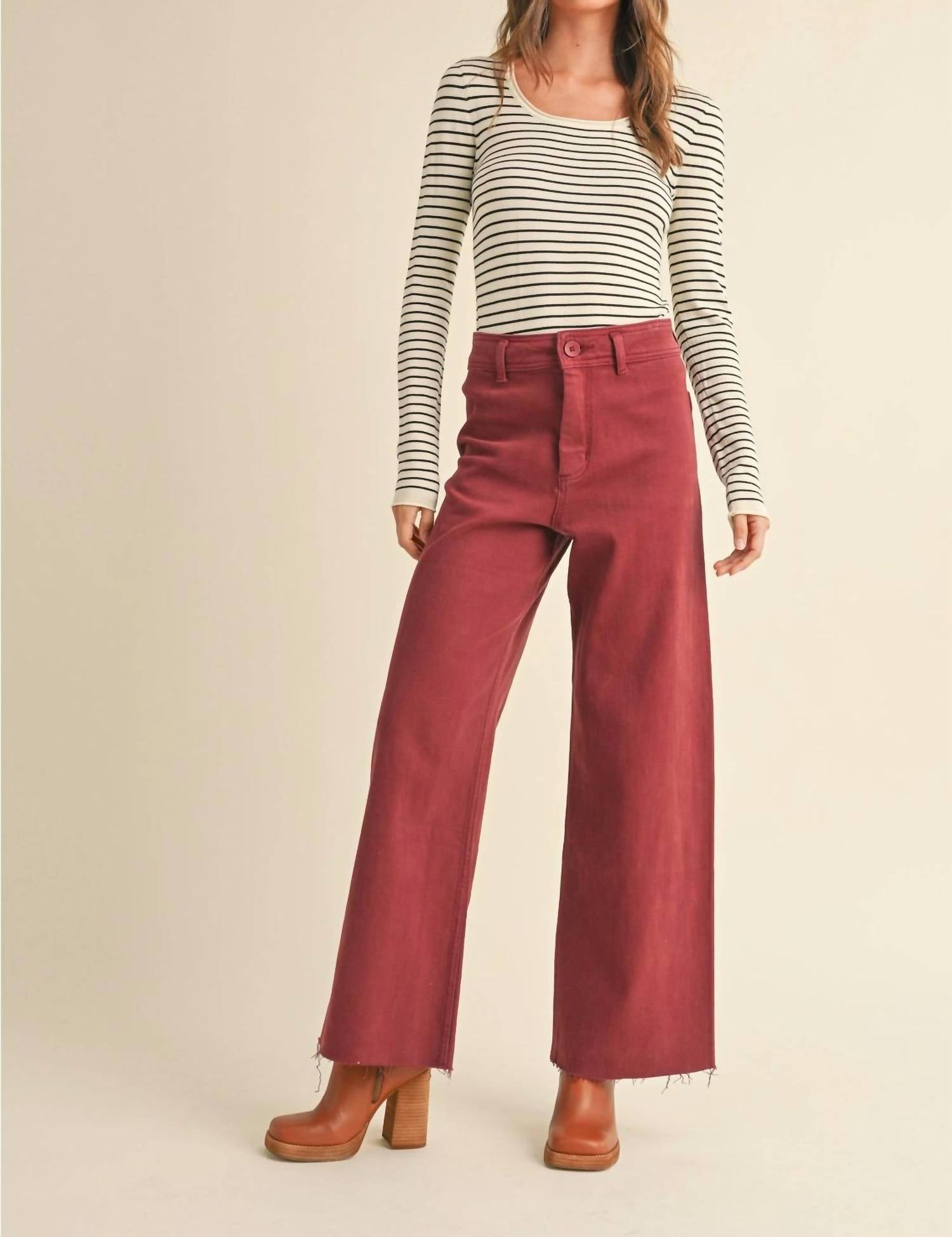 MIOU MUSE Payton pants in maroon - women's pants - view 4