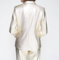 Vilagallo Hannah Straight Blazer in gold - women's jacket - detail view