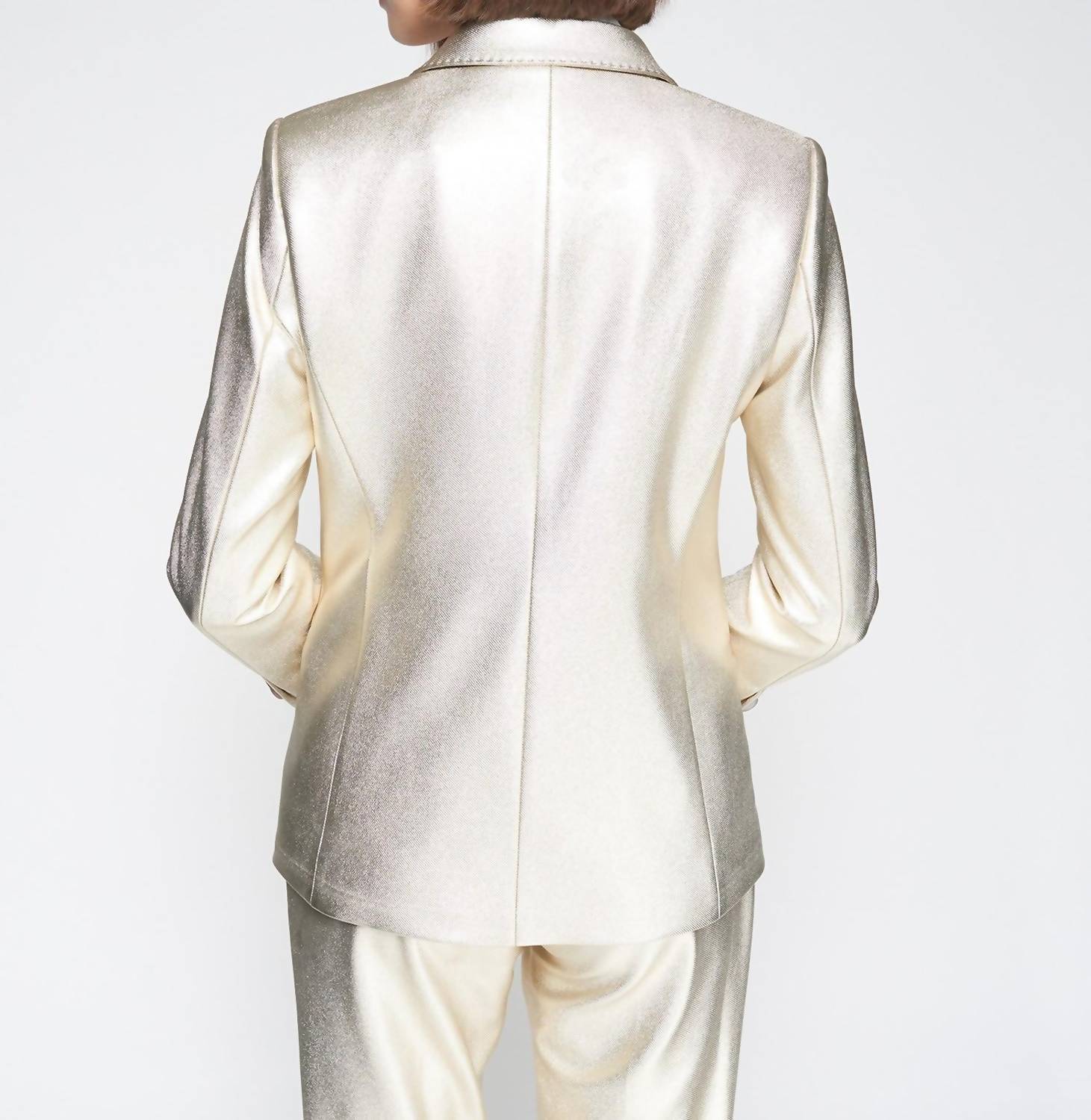 Vilagallo Hannah Straight Blazer in gold - women's jacket - detail view