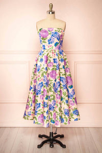 Flying Tomato - Strapless Floral Print Midi Dress
