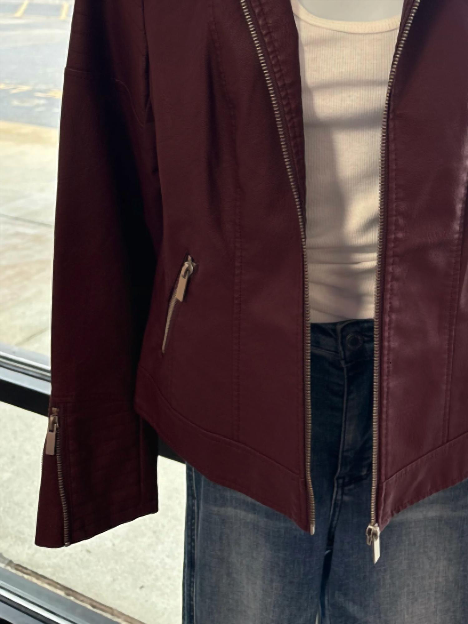 Pine Apparel - Women's Pleather Moto Jacket
