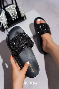 Cape Robbin - Women's Boho Flat Studded Rhinestone Sandal