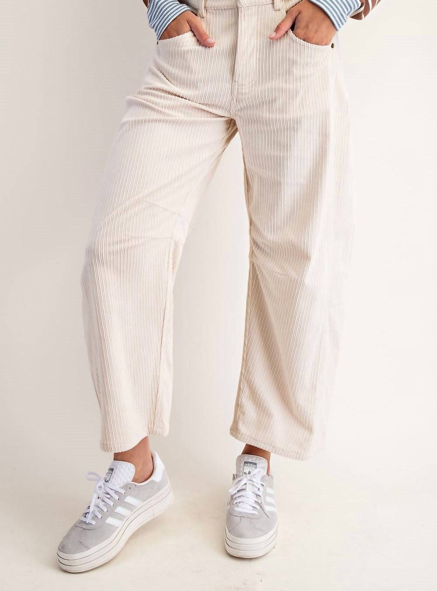 Ee:Some - Straight Leg Corduroy Pants