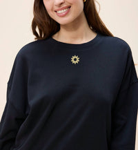 Cleobella Anaia Sweatshirt in black motif - women's top - alternate view