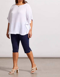 TRIBAL Kaftan Blouse - Plus in white - women's blouse - alternate view