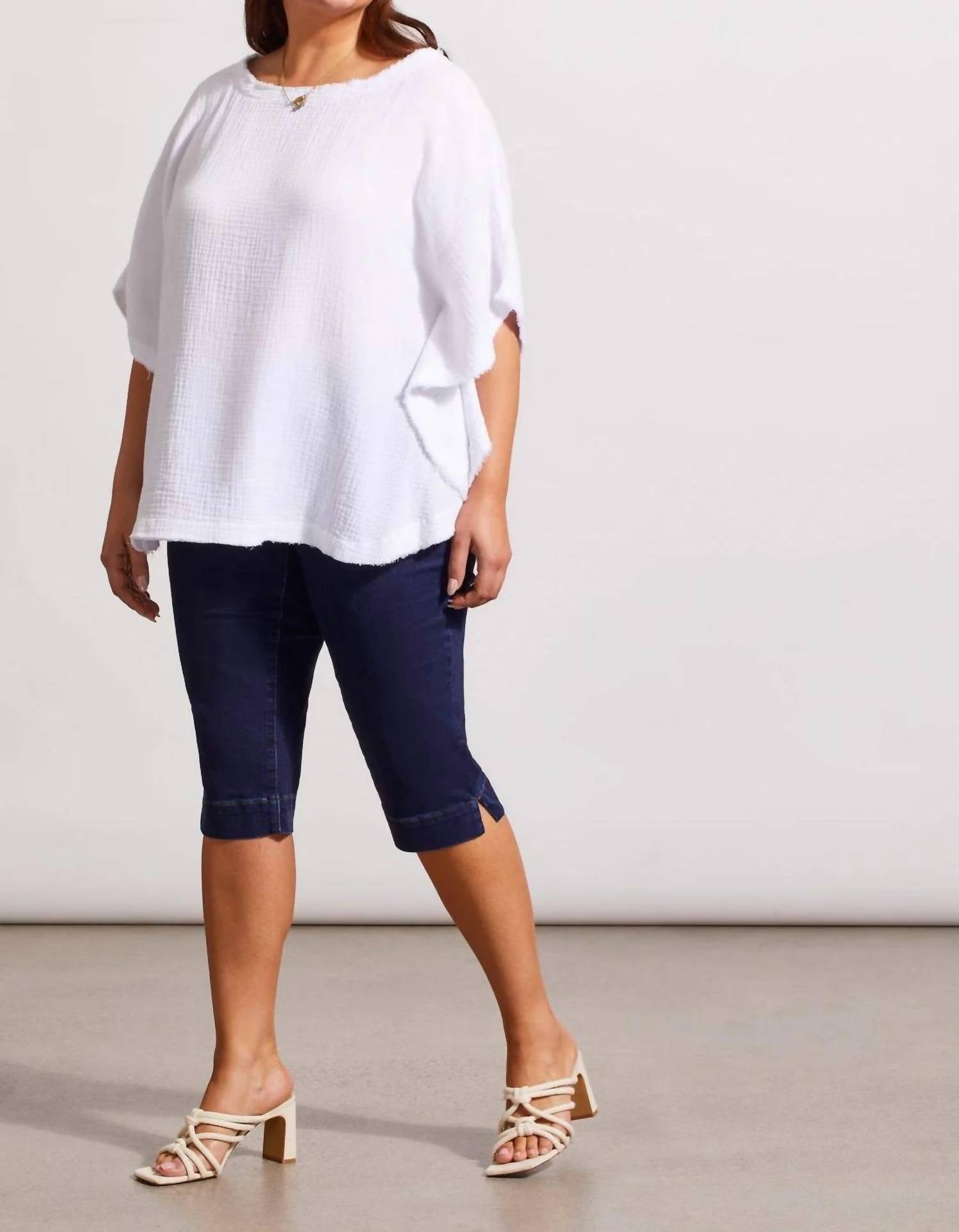 TRIBAL Kaftan Blouse - Plus in white - women's blouse - alternate view