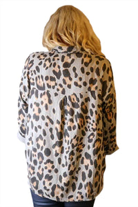 Look Mode Usa - Cheetah Print High Low Pullover Top