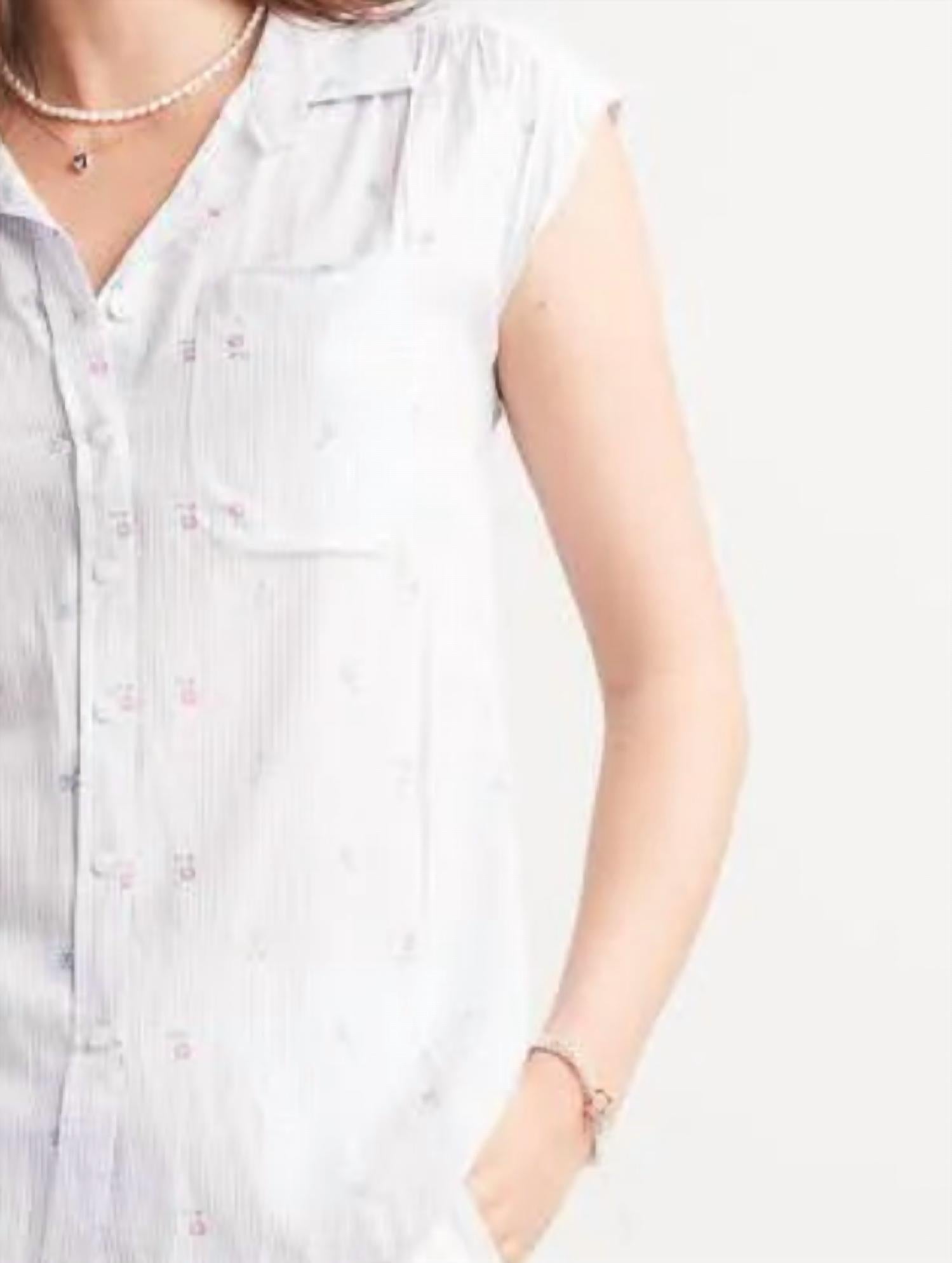 Papillon - Floral Extended Shoulder Button Front Blouse