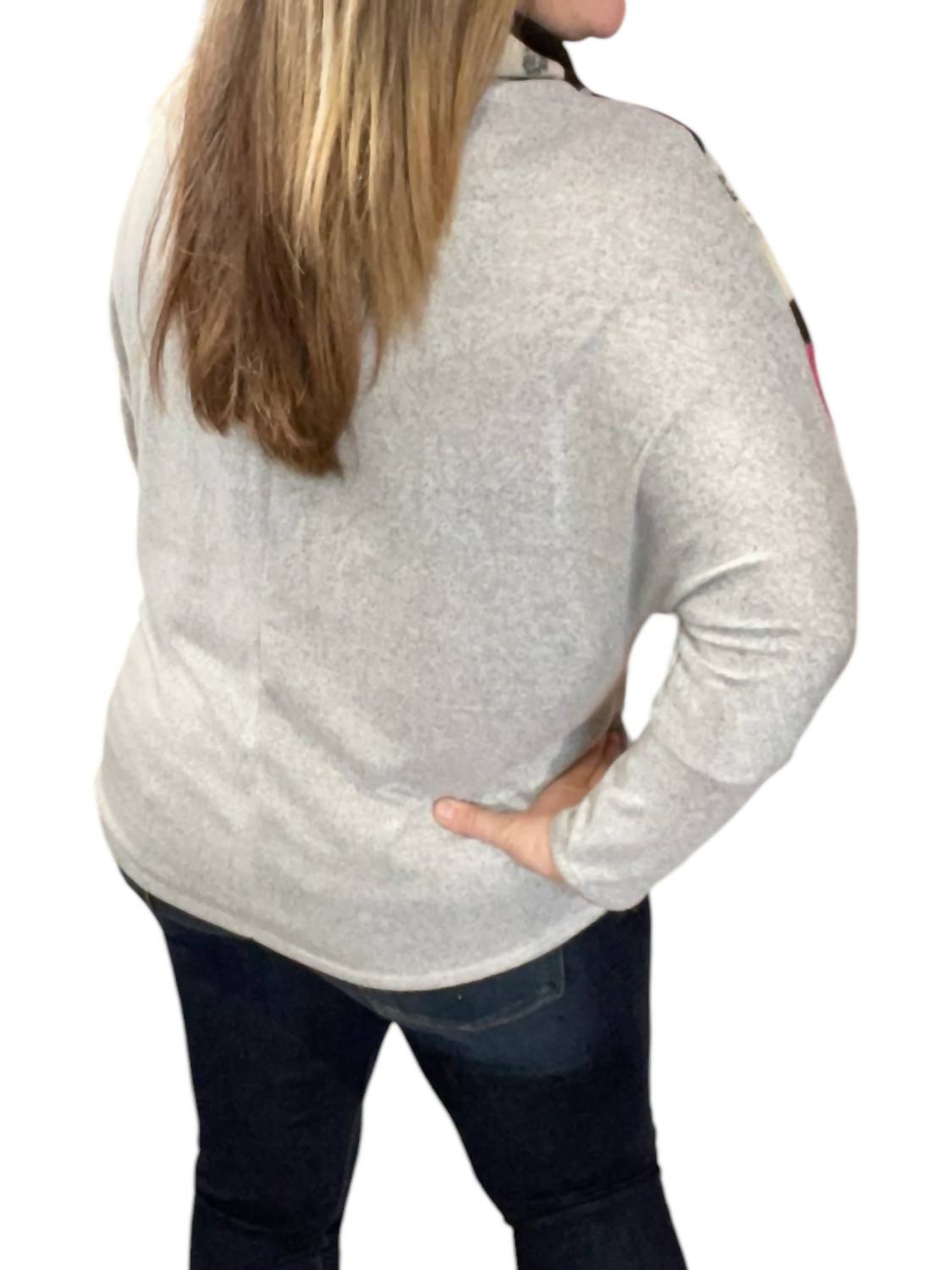 Honeyme - Floral Chevron Cowlneck Sweater