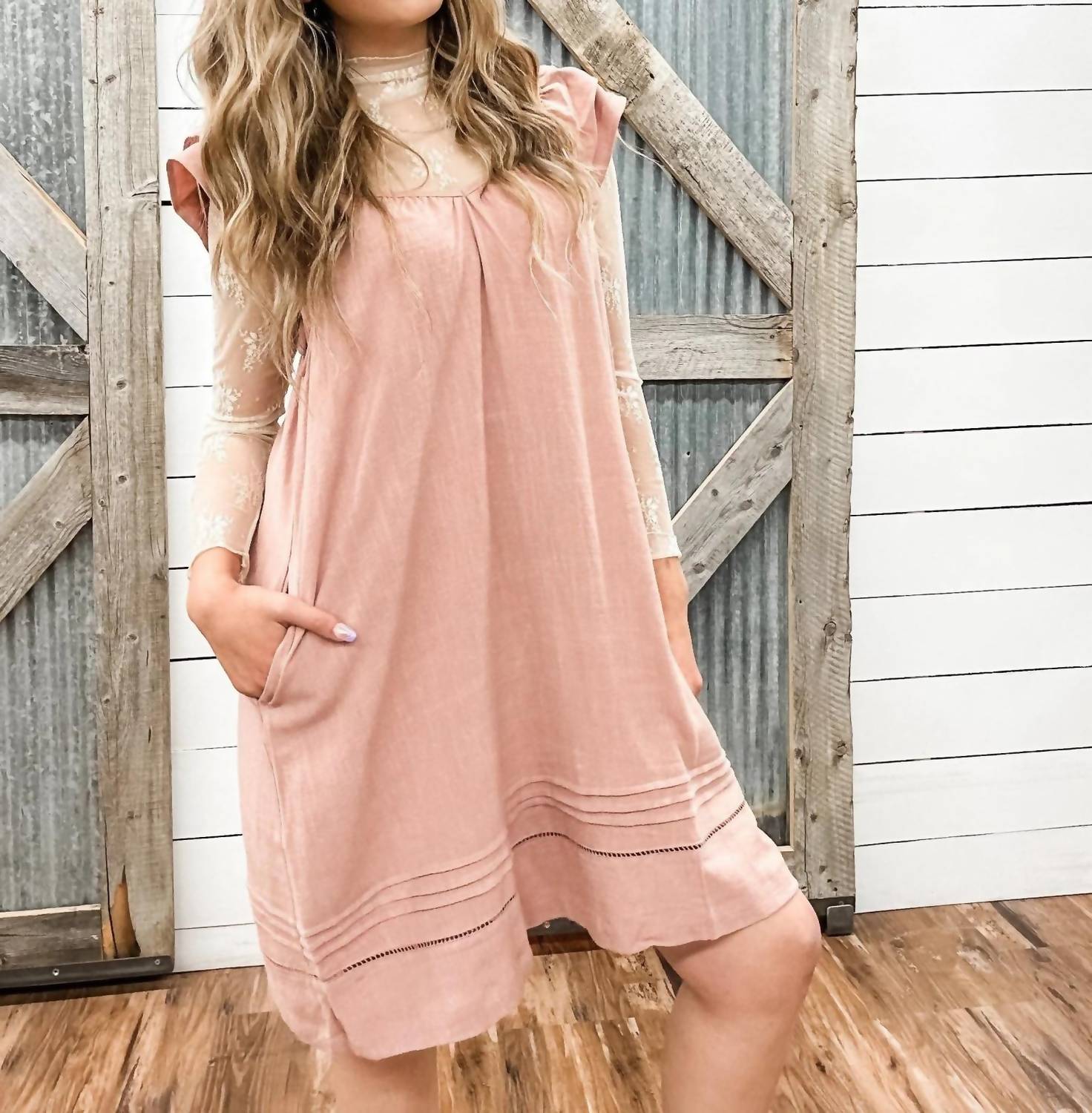 Be Cool - Flutter Sleeve Linen Dress