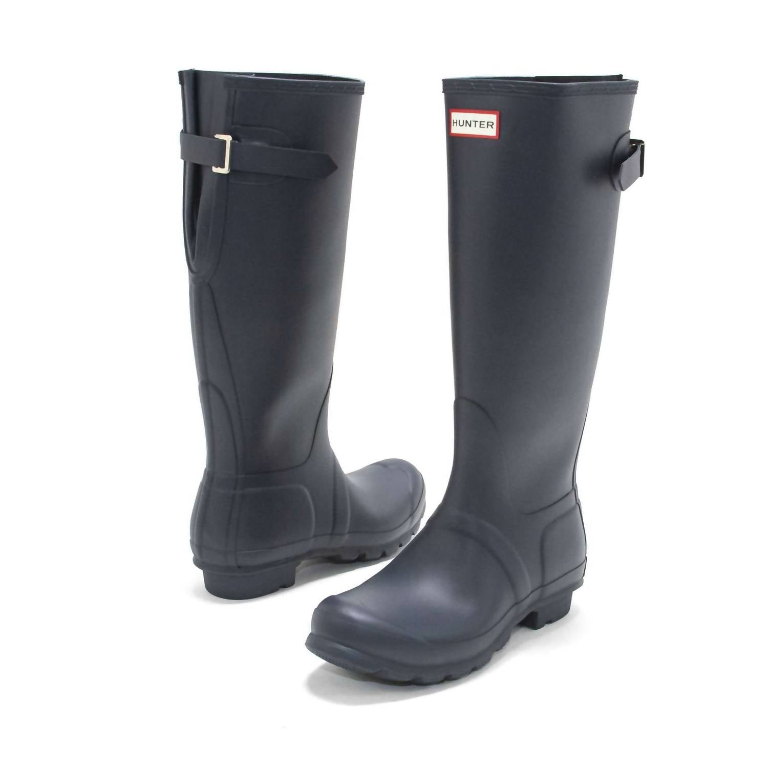HUNTER Women's Original Tall Back Adjustable Rain Boots in navy - women's shoe - view 5