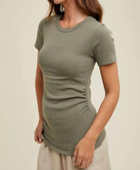 Wishlist - Side Ruched Ribbed Knit Top