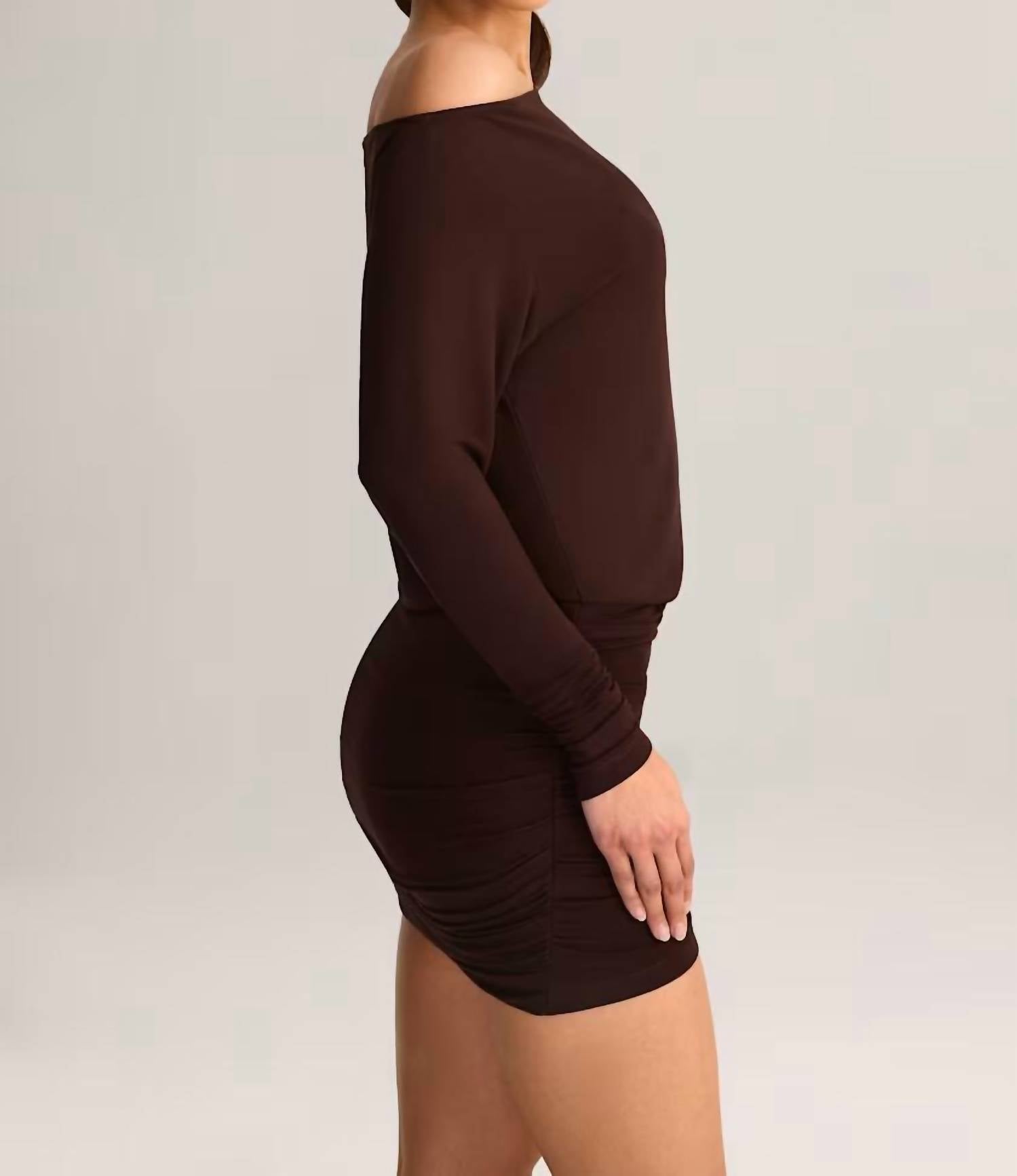 Oh Polly - Mira Modal Off-shoulder Wrap Mini Dress