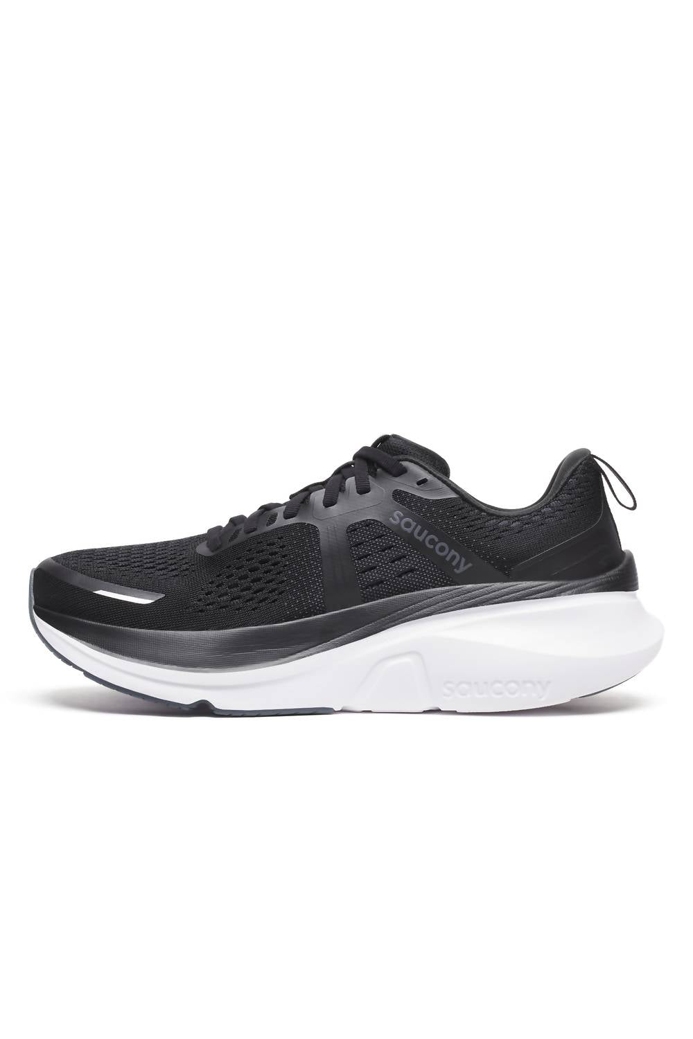 SAUCONY Men's Guide 18 Shoe in black white 1 - men's shoe - detail view