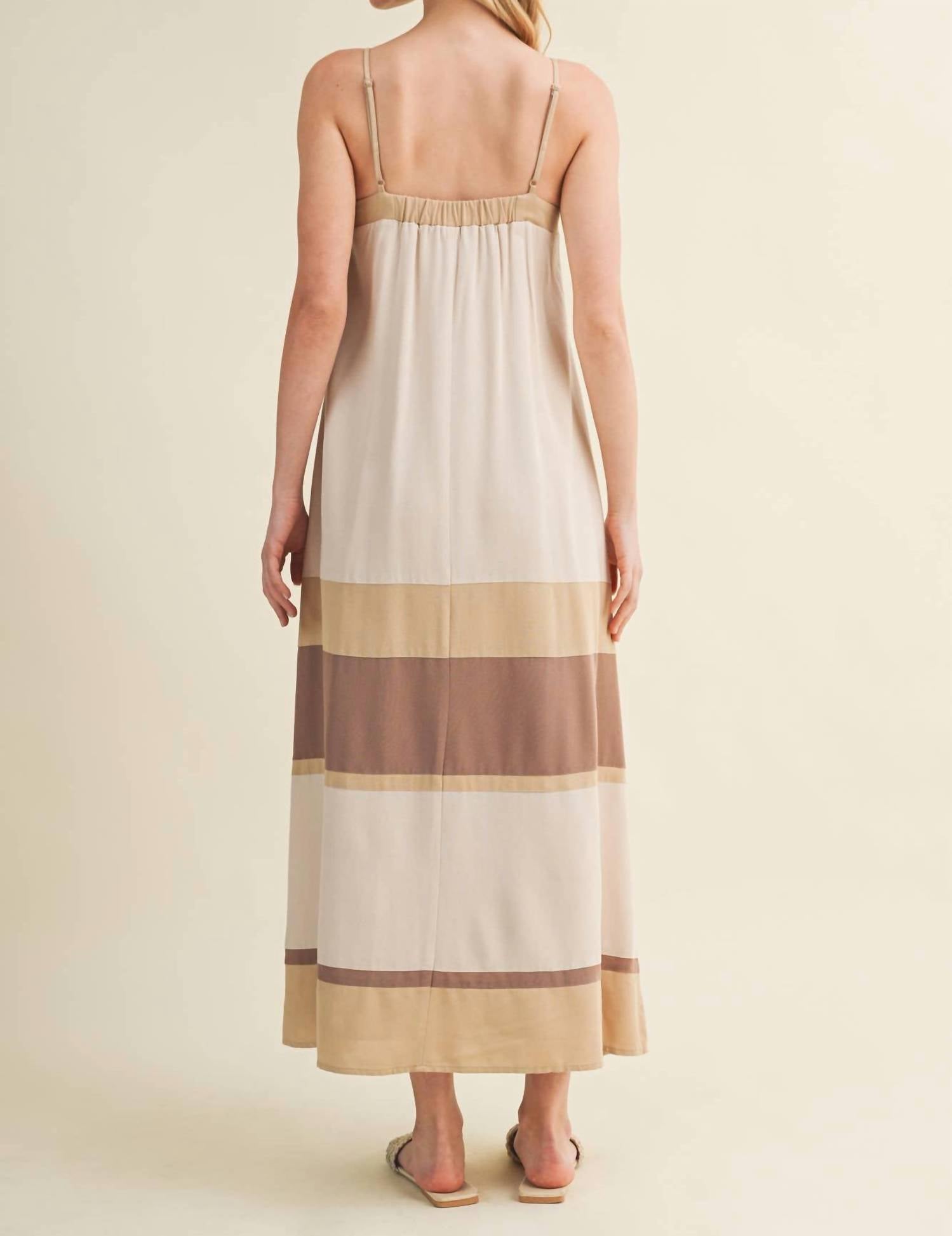 Mustard Seed Color Blocked Maxi Dress in taupe multi - women's dress - view 4