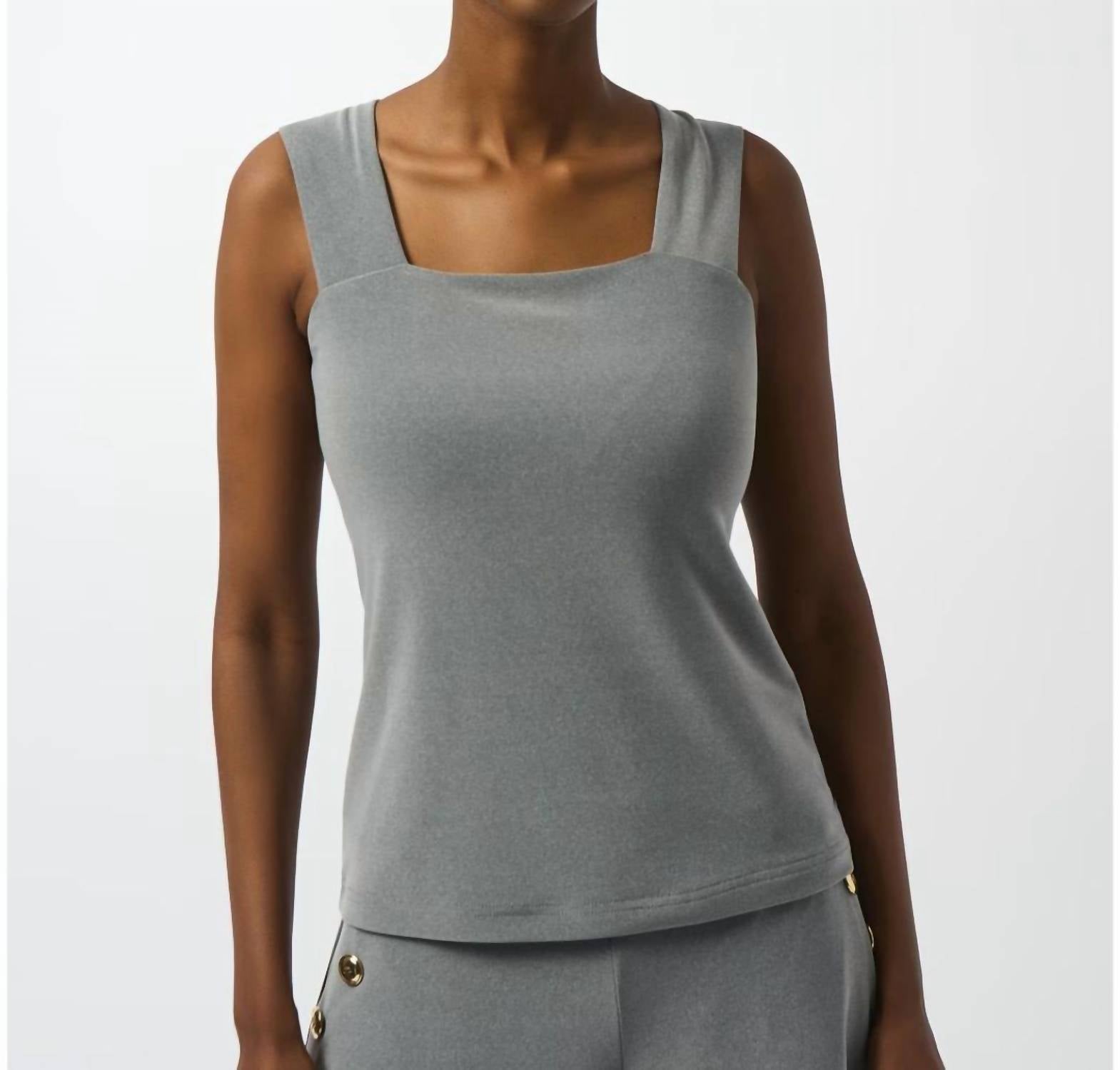 Joseph Ribkoff Square Neck Sleeveless Pullover Top in grey - women's shirt